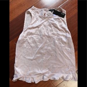 Drew tank with ruffled hem. Peony . Size M